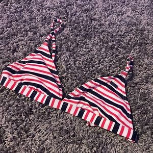 roxy red whit and blue bathing suit top